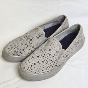 Sperry Top-Sider Seaside Perforated Slip-On Sneakers Dock Shoes Gray Women's 8M